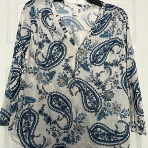 H&M Floral Paisley V-Neck Blouse